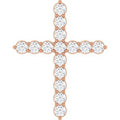 14K Rose 3/4 CTW Natural Diamond Cross Pendant